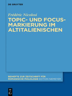 cover image of Topic- und Focus-Markierung im Altitalienischen